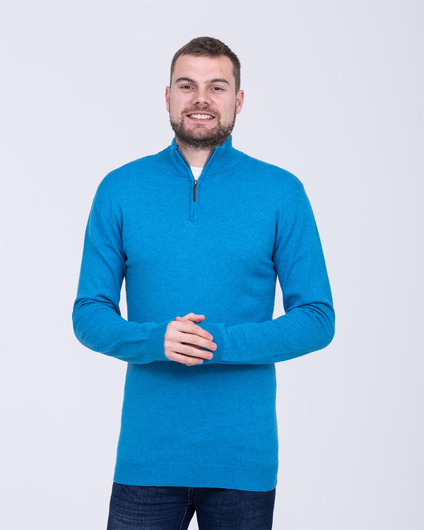 2t Quarter Zip Merino Blend Tall Jumper (sea blue)