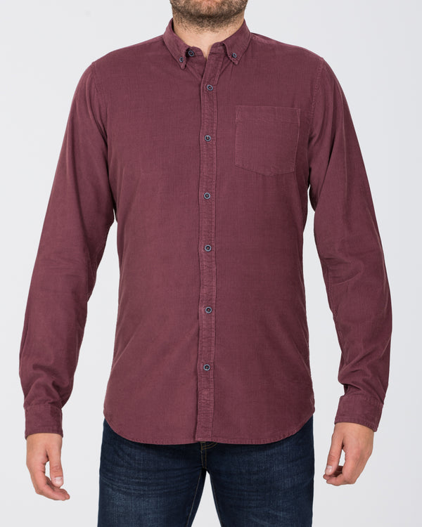 2t Tall Slim Fit Long Sleeve Tall Corduroy Shirt (aubergine)