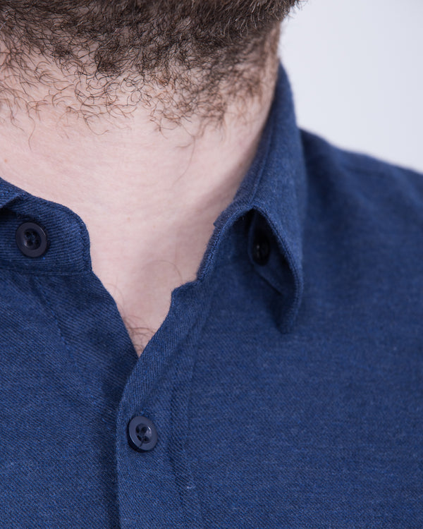 2t Carlos Slim Fit Long Sleeve Tall Shirt (dark blue)