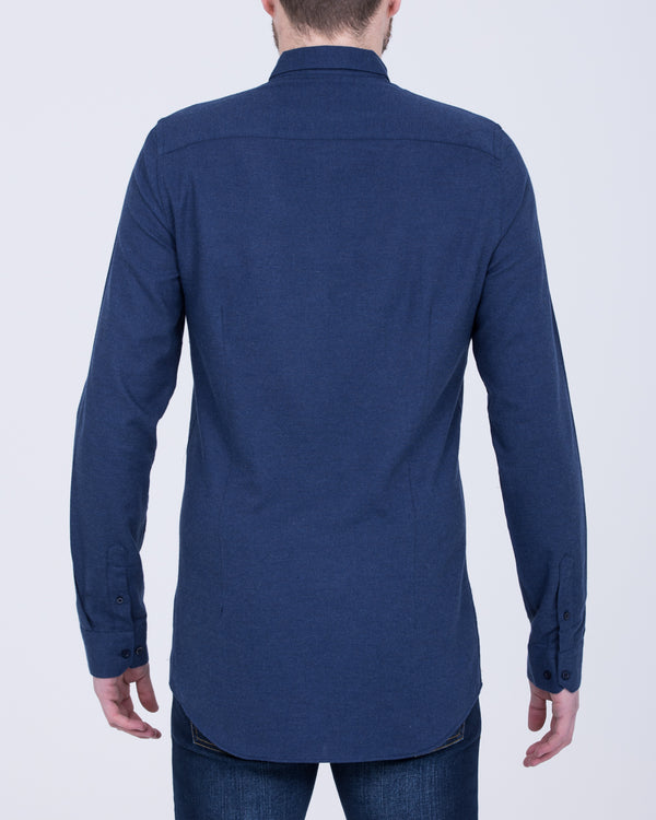 2t Carlos Slim Fit Long Sleeve Tall Shirt (dark blue)