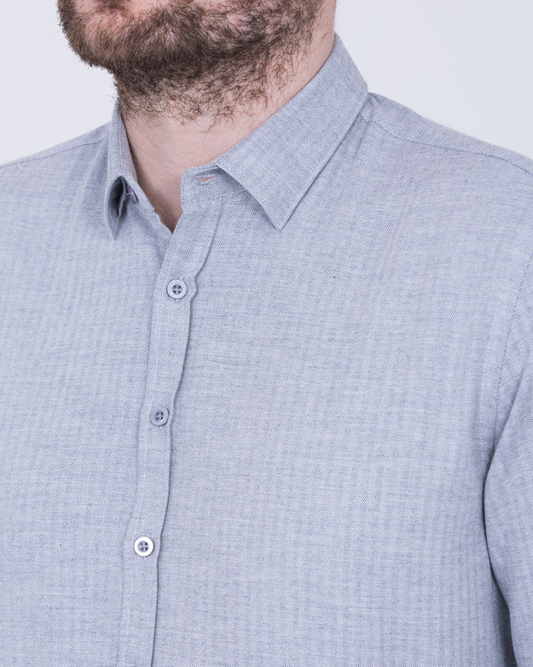 2t Carlos Slim Fit Long Sleeve Tall Shirt (grey herringbone)