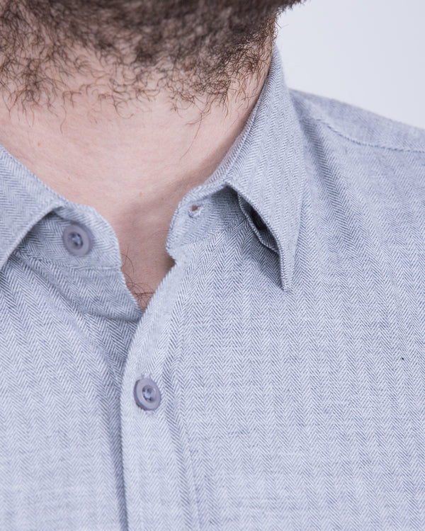 2t Carlos Slim Fit Long Sleeve Tall Shirt (grey herringbone)