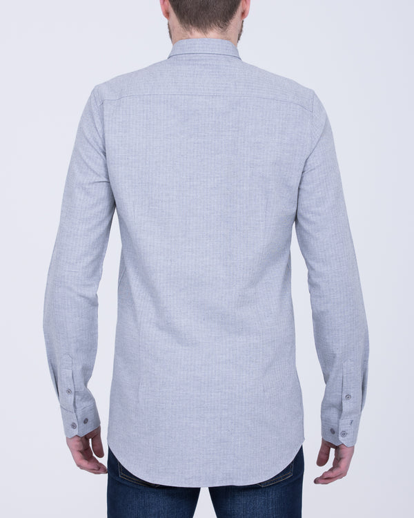 2t Carlos Slim Fit Long Sleeve Tall Shirt (grey herringbone)