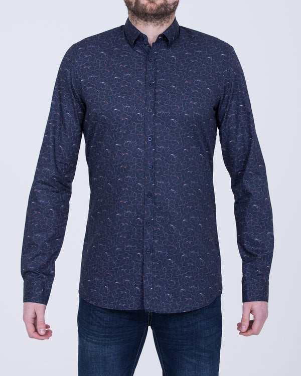 2t Carlos Slim Fit Long Sleeve Tall Shirt (navy floral)