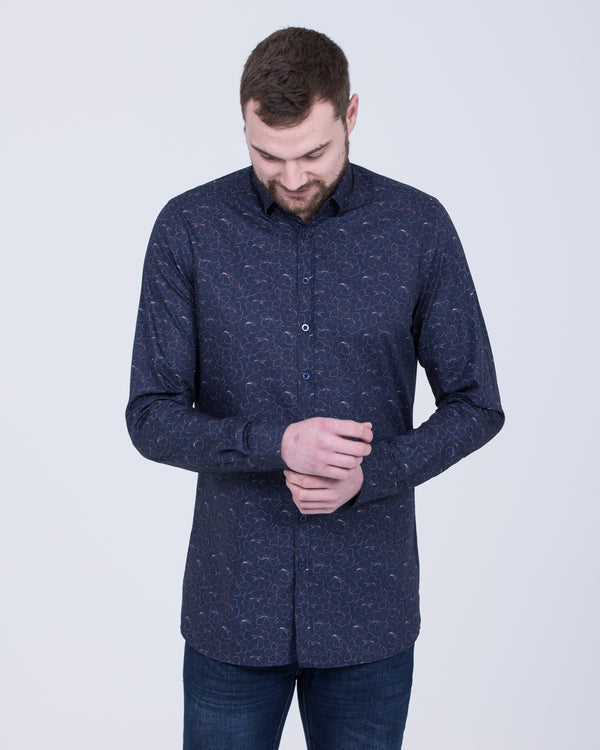 2t Carlos Slim Fit Long Sleeve Tall Shirt (navy floral)