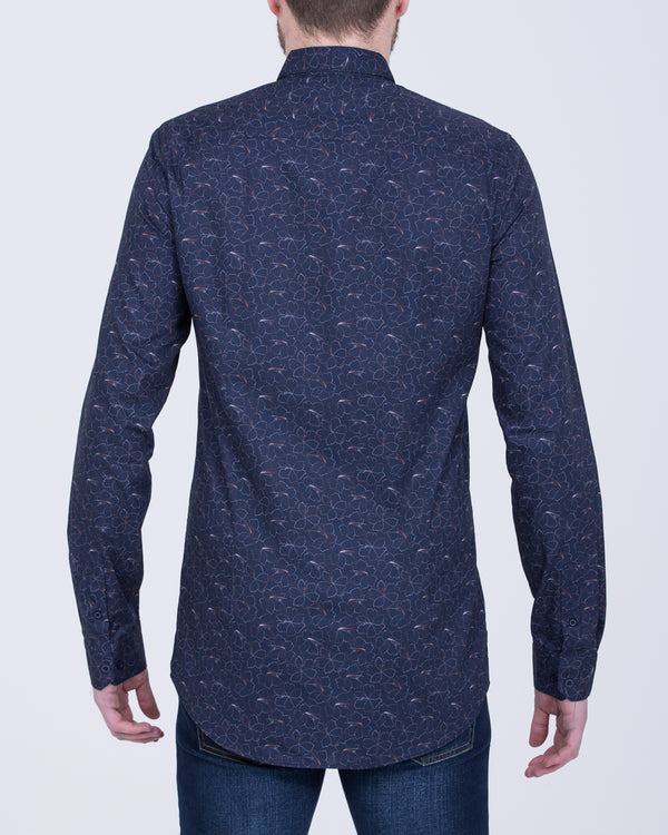 2t Carlos Slim Fit Long Sleeve Tall Shirt (navy floral)