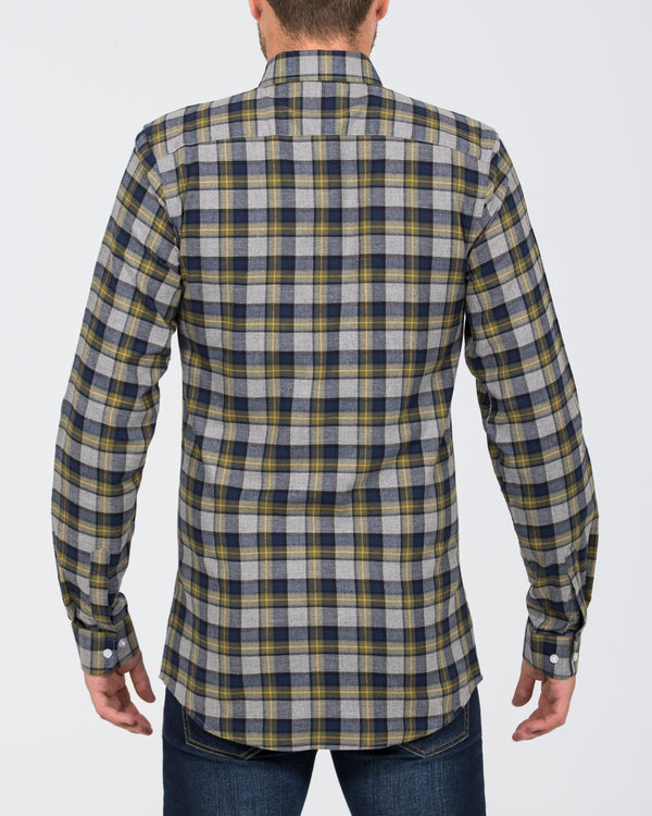 2t Slim Fit Long Sleeve Tall Checked Shirt (grey)
