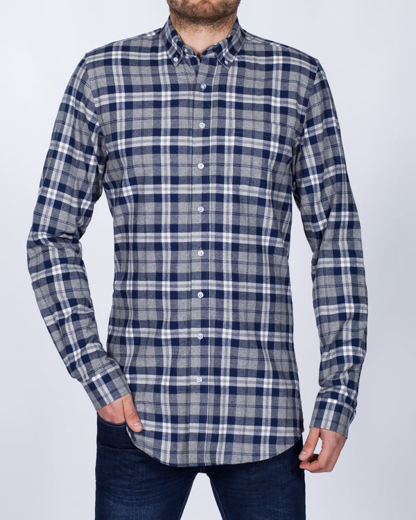 2t Slim Fit Long Sleeve Tall Shirt (grey/navy)