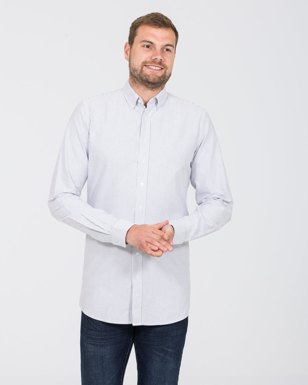 2t Slim Fit Long Sleeve Tall Shirt (grey stripe)