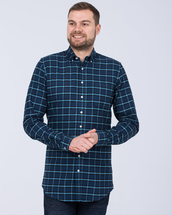 2t Tall Slim Fit Long Sleeve Shirt (indigo check)