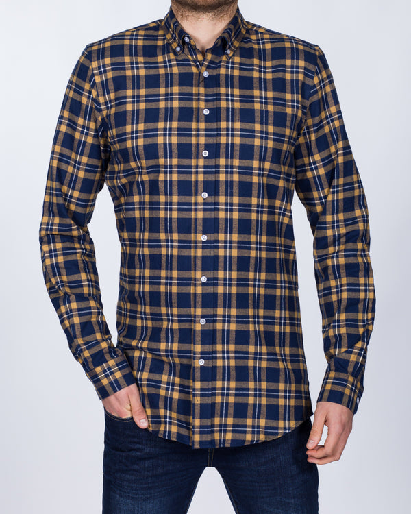 2t Slim Fit Long Sleeve Tall Shirt (mustard check)