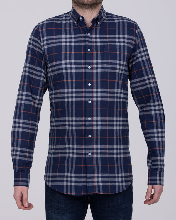 2t Slim Fit Tall Checked Shirt (navy)