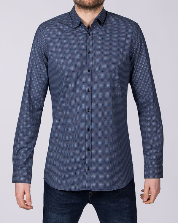 2t Luca Slim Fit Tall Shirt (navy pattern)
