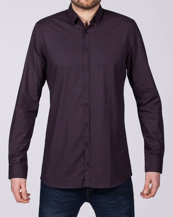 2t Luca Slim Fit Tall Shirt (navy red)