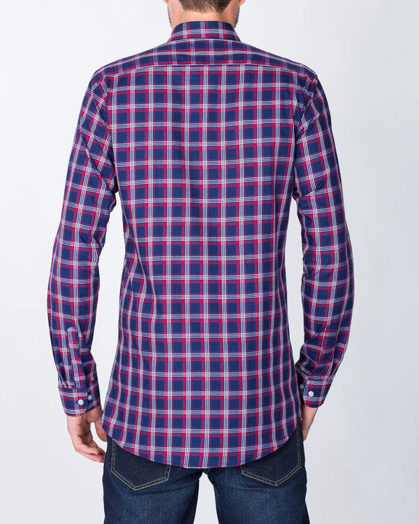 2t Slim Fit Long Sleeve Tall Shirt (navy/red/white)