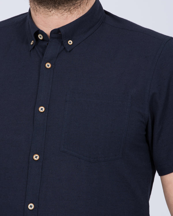 2t Slim Fit Tall Linen Blend Short Sleeve Shirt (navy)