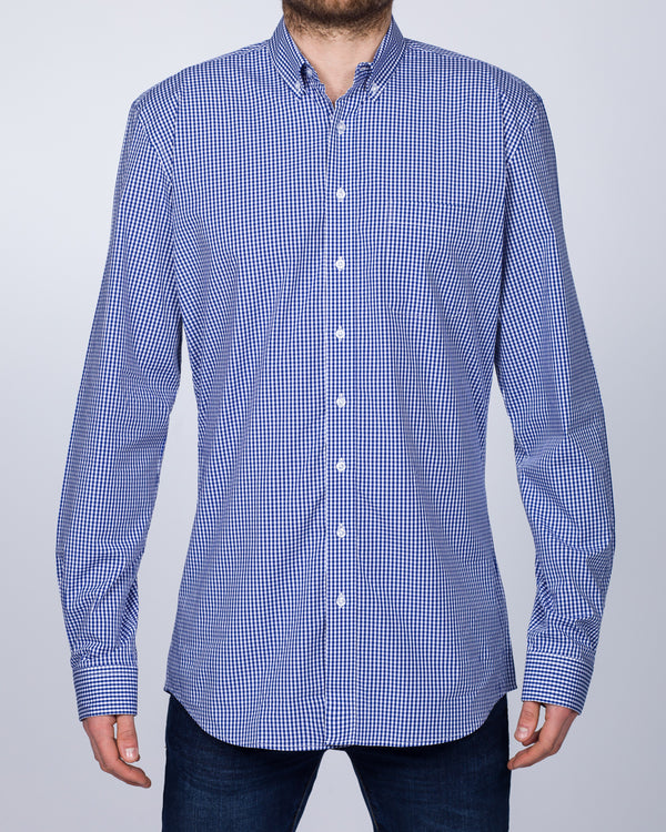 2t Regular Fit Long Sleeve Tall Shirt (blue check)