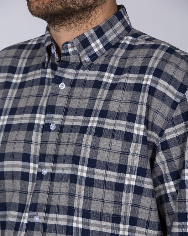 2t Regular Fit Long Sleeve Tall Shirt (grey/navy)