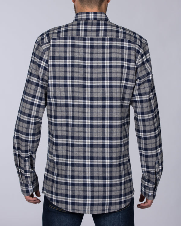 2t Regular Fit Long Sleeve Tall Shirt (grey/navy)