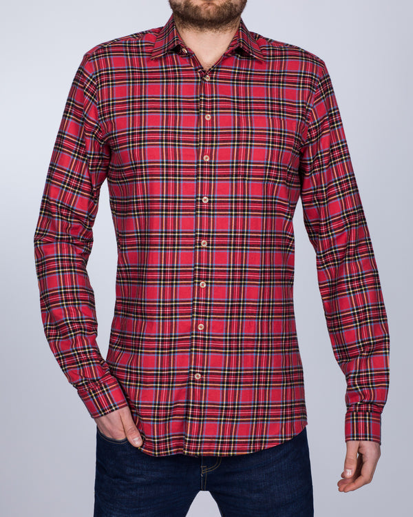 2t Slim Fit Long Sleeve Tall Checked Shirt (red/black)