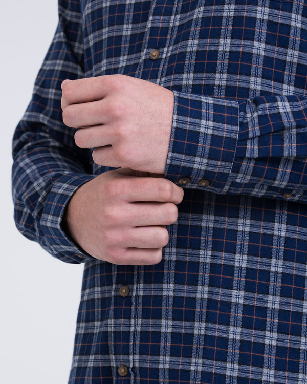 2t Slim Fit Langarm Tall Hemd (grau kariert)
