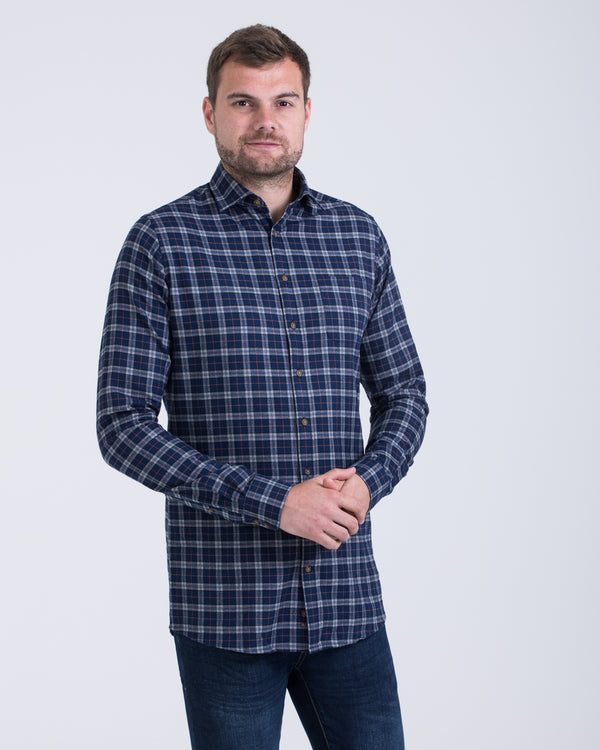 2t Slim Fit Langarm Tall Hemd (grau kariert)