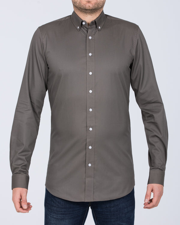 2t Slim Fit Long Sleeve Tall Shirt (charcoal)