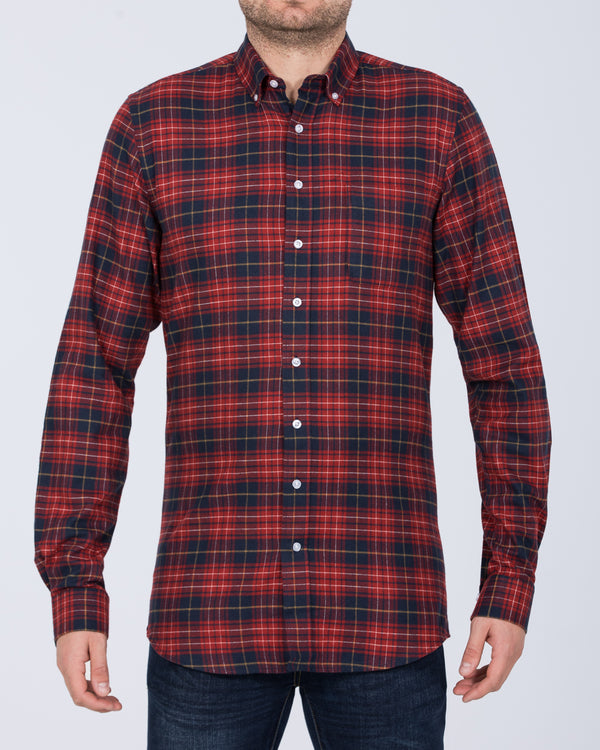 2t Slim Fit Long Sleeve Tall Checked Shirt (red/navy)