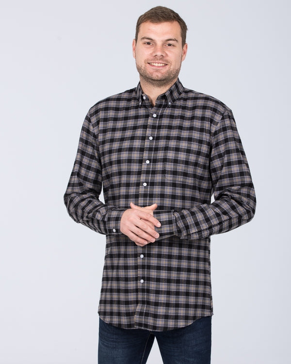 2t Regular Fit Long Sleeve Tall Shirt (black check)