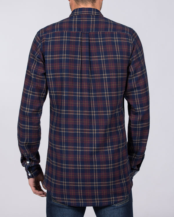 2t Slim Fit Long Sleeve Tall Checked Shirt (maroon)