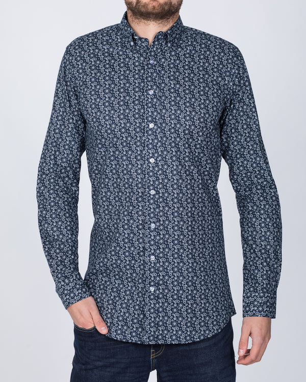 2t Slim Fit Long Sleeve Paisley Shirt (navy)