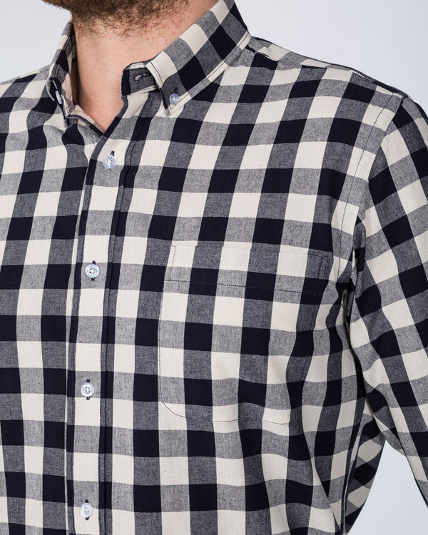 2t Slim Fit Long Sleeve Tall Shirt (navy creme check)