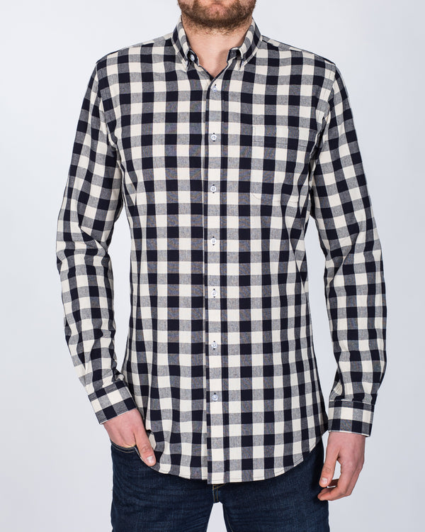 2t Slim Fit Long Sleeve Tall Shirt (navy creme check)