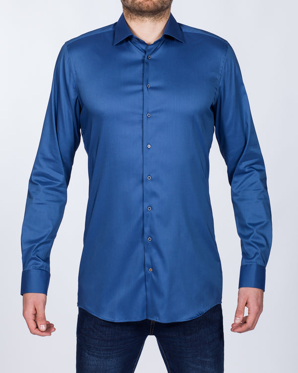 Eterna Slim Fit Stretch Tall Shirt (slate blue)