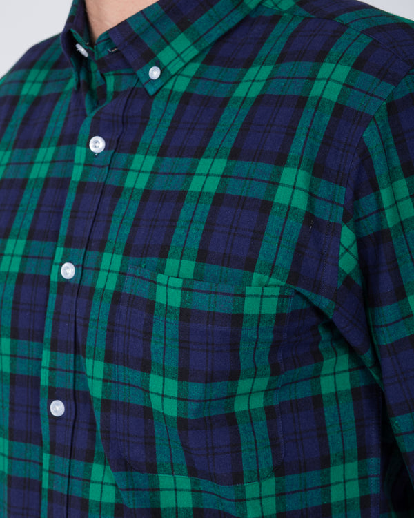 2t Slim Fit Long Sleeve Tall Shirt (green navy)