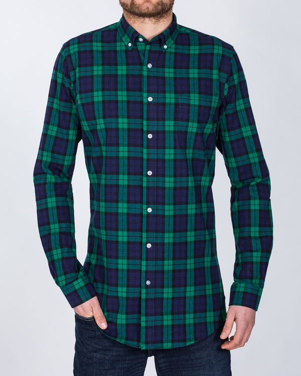 2t Slim Fit Long Sleeve Tall Shirt (green navy)