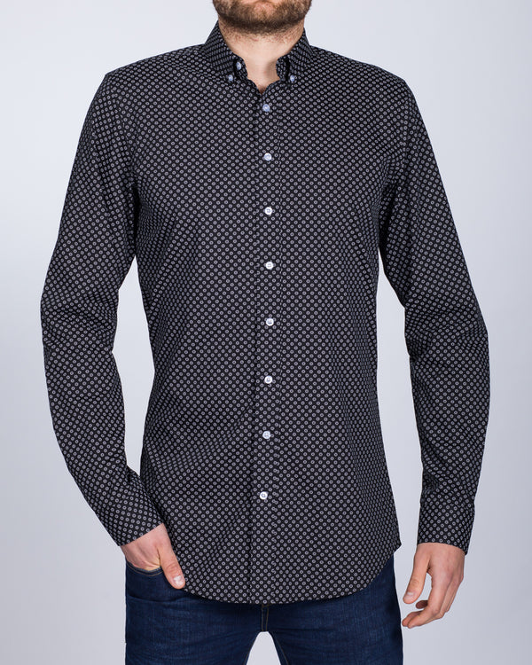 2t Slim Fit Long Sleeve Tall Shirt (floral black)