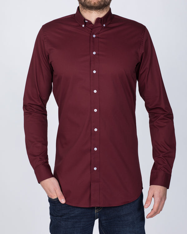 2t Slim Fit Long Sleeve Tall Shirt (maroon)