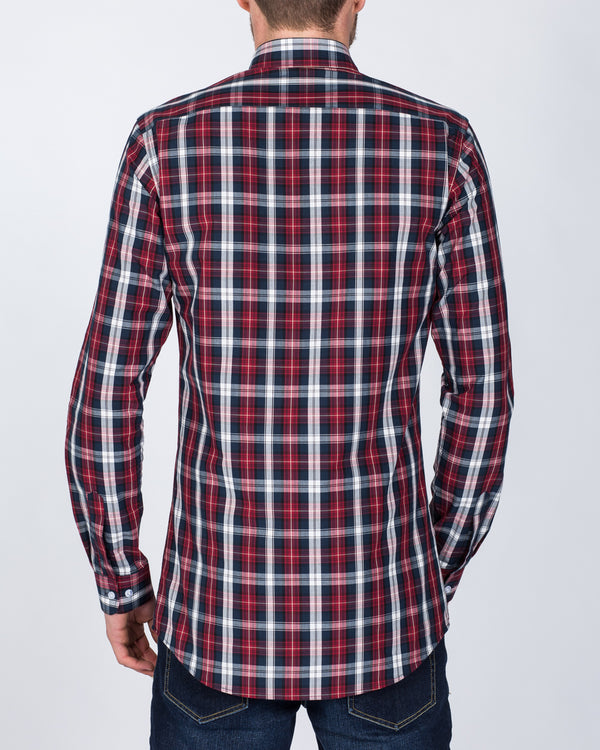 2t Slim Fit Long Sleeve Tall Shirt (navy red)