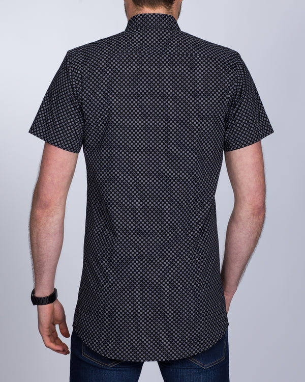 2t Slim Fit Short Sleeve Tall Shirt (black flowers)