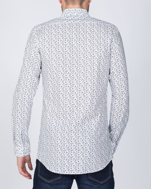 2t Slim Fit Long Sleeve Paisley Shirt (white)