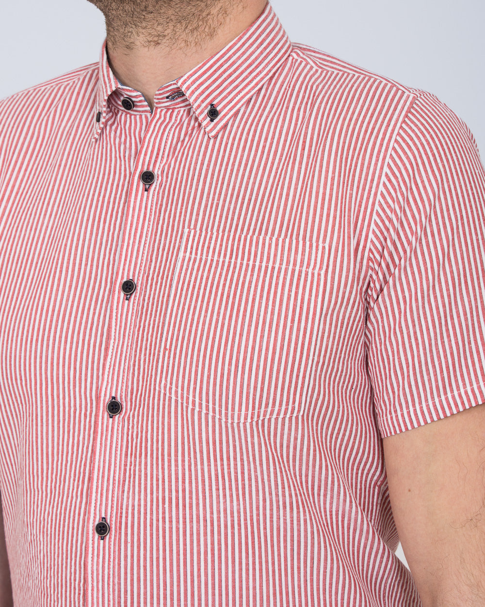 2t Short Sleeve Tall Striped Shirt (coral)