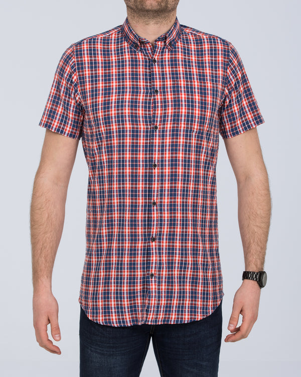 2t Short Sleeve Tall Checked Shirt (navy)