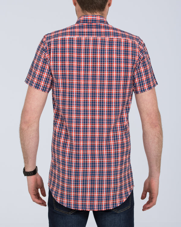 2t Short Sleeve Tall Checked Shirt (navy)