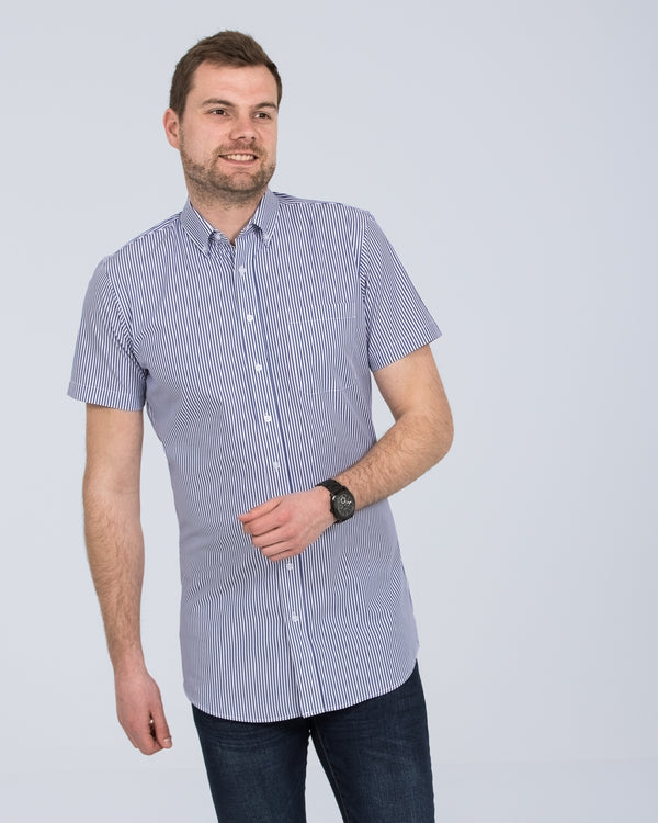 2t Slim Fit Short Sleeve Tall Shirt (blue stripe)