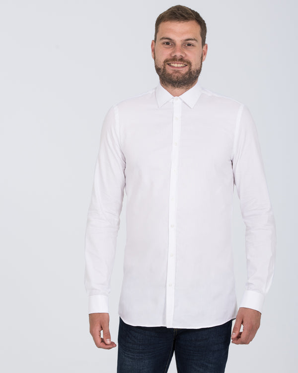 2t James Slim Fit Doppelmanschetten Hemd für große Größen (weiß)