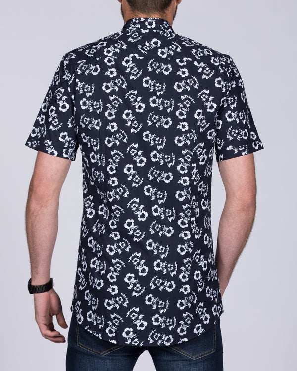 2t Leo Slim Fit Short Sleeve Tall Shirt (navy flowers)