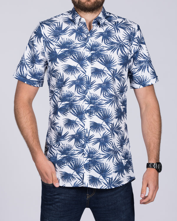 2t Leo Slim Fit Short Sleeve Tall Shirt (blue palm)