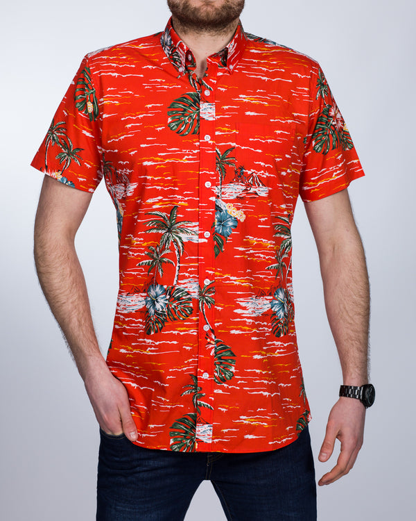 2t Short Sleeve Tall Shirt (hawaiian red)