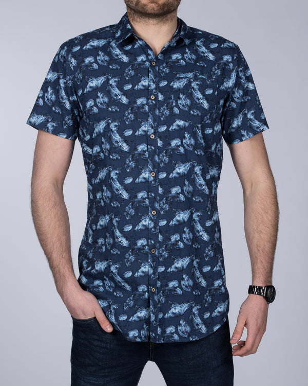 2t Slim Fit Short Sleeve Tall Shirt (indigo leaf)